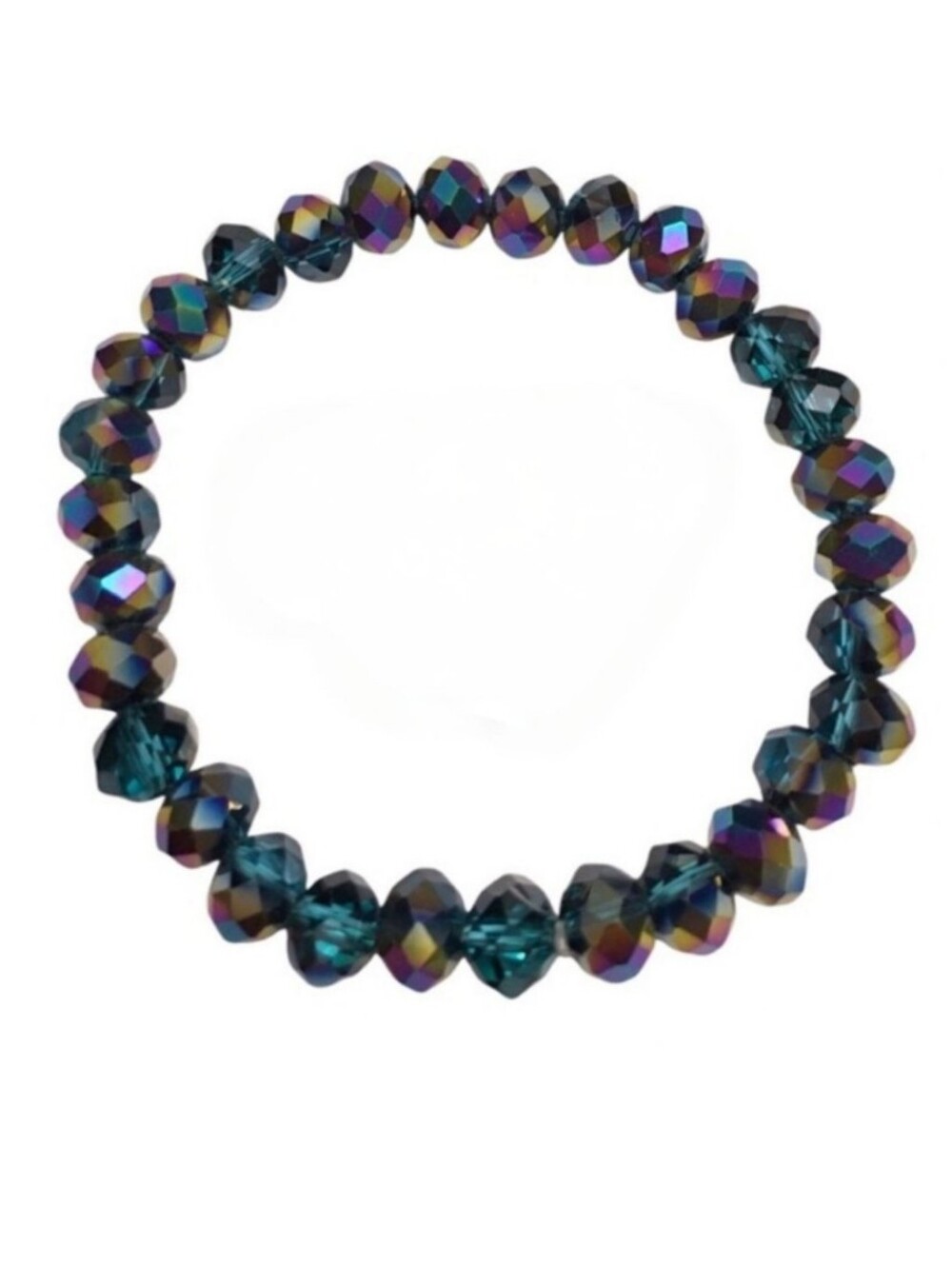Dark Teal Holographic Beaded Bracelet 🦋